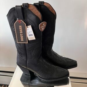 VTG y2k Ariat Black Leather Cowboy Cowgirl Boots Perfect Size 8B New with Tags